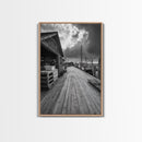 Fishing Dock, coastal decor, nautical wall art, seascape painting, rustic wall art, Nantucket painting, framed canvas print, horizontal art