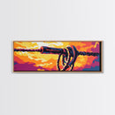 Industrial Knot, rustic wall art, southwest wall art, boho art, orange wall art, geometric painting, extra wide art, Framed Canvas Print