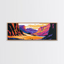 Canyon, mountain painting, pink orange wall art, southwest wall art, above couch art, panoramic art, Joshua tree art, Canvas Print