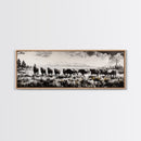 Black And White Wall Art, Framed Canvas Print, Vintage Horse Art, Rustic Wall Art, Extra Wide Art, Moody Art, Western Art, Above Bed Art