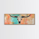 Rustic Skull, vintage horse art, southwest wall art, skull art, panoramic painting, rustic wall art, boho art, Canvas Print, farmhouse art