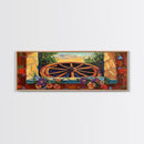 Rustic Wagon Wheel, farmhouse art, southwest wall art, wildflower painting, boho art, extra wide art, framed canvas print, landscape painting