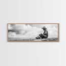 Man On Beach, Wabi Sabi Art, Framed Canvas Print, Coastal Landscape Art, Moody Art, Rustic Decor, Above Sofa Art, Minimalist Wall Art