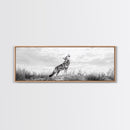 Lone Coyote, southwest wall art, wabi sabi art, extra wide art, moody art, landscape painting, framed canvas print, panoramic art