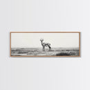 Lone Gazelle, moody art, southwest wall art, extra wide art, wabi sabi art, minimalist art, framed canvas print, panoramic painting