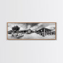 Rustic market, farmhouse art, country decor, panoramic art, extra wide art, rustic wall art, framed canvas print, landscape painting, wabi sabi art