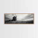 Rustic Windmill, panoramic art, farmhouse art, extra wide wall art, windmill wall art, landscape painting, framed canvas print