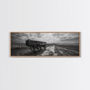 Wagon at Sunset, rustic art, farmhouse art, vintage horse art, tall narrow art, antique farm painting, framed canvas print