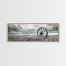 Wagon Wheel, rustic decor, farmhouse art, extra wide art, panoramic painting, country decor, cowboy art, framed canvas print, moody art