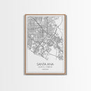 Santa Ana Street Map, California Map, City Map Print, Minimalist Art, Wall Art, Canvas Print, Living Room Décor, Adventure Gifts, Travel Art