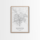 Santa Rosa Street Map, California Map, City Map Print, Minimalist Art, Wall Art, Canvas Print, Bedroom Wall Art, Travel Gift, Travel Art
