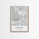 Scottsdale Street Map, Arizona Map, City Map Print, Minimalist Art, Wall Art, Canvas Print, Home Office Art, Gift For Her, Travel Wall Print