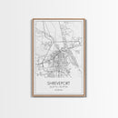 Shreveport Street Map, Louisiana Map, City Map Print, Minimalist Art, Wall Art, Canvas Print, Wall Decoration, Aviation Gift, Travel Décor