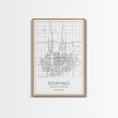 Sioux Falls Street Map, South Dakota Map, City Map Print, Minimalist Art, Wall Art, Canvas Print, Dorm Room Décor, Gifts For Her