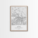 Sofia Street Map, Bulgaria Map, City Map Print, Minimalist Art, Wall Art, Canvas Print, Home Office Wall Art, Friend Gift, Travel Print
