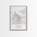 Tacoma Street Map, Washington Map, City Map Print, Modern Wall Art, Wall Art, Canvas Print, Wall Hanging, Housewarming Gift, Travel Art