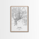 Tampa Street Map, Florida Map, City Map Print, Modern Wall Art, Wall Art, Canvas Print, Gift For Mom, Travel Wall Decor, Farmhouse Wall Art