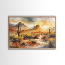 Extra Large Wall Art, Desert Landscape Painting Framed Canvas Print, Metal Art, Wood Framed Original Art, Living Room Decor, Landscape Art