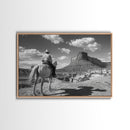 Lonesome Canyon Arizona Framed Canvas Print, Cowboy Print, Black and White Photography Wall Art, Country Farmhouse Decor, Metal Print