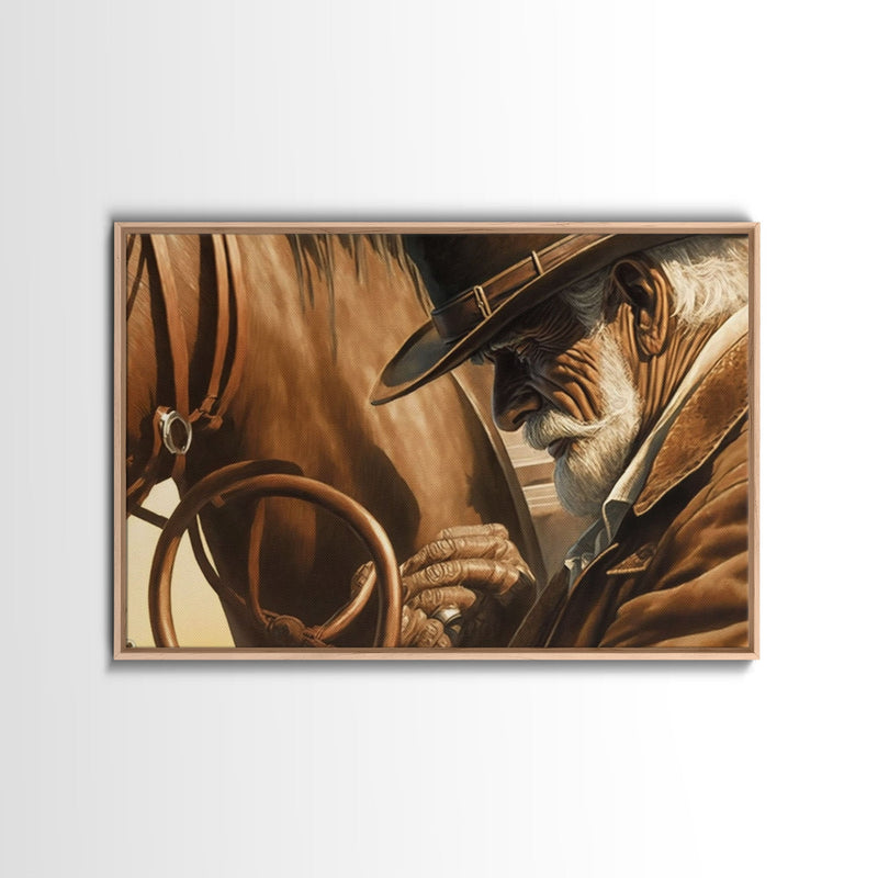 Wild West Cowboy Art, Framed Canvas Print, Cowboy Art Print, Western Art Print, Western Cowboy Gift, Retro Cowboy Decor, Western Cowboy