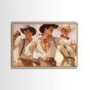 Wild West Cowboy Art, Framed Canvas Print, Cowboy Art Print, Western Art Print, Western Cowboy Gift, Retro Cowboy Decor, Western Cowboy