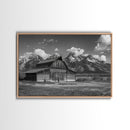 Old Barn Wall Art, Framed Canvas Print or Metal Art, Rustic Homestead Framed Canvas Art, Vintage Old Barn Black and White Wall Art