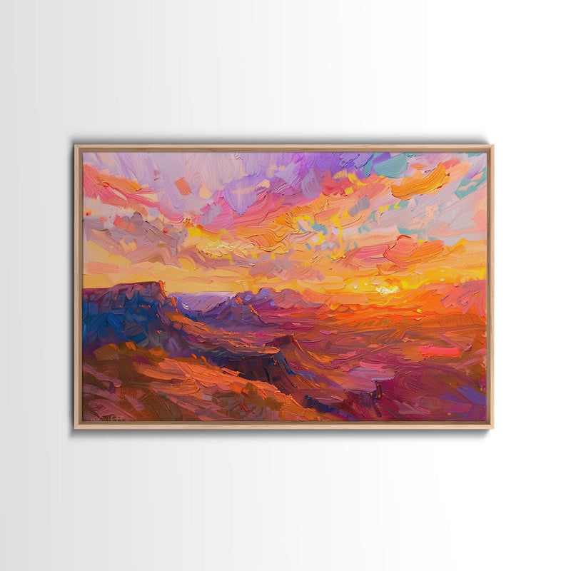 Arizona Desert Sunset Art Print - Framed Canvas Metal or Oil Painting - Southwestern Decor