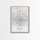 Wichita Street Map, Kansas Map, City Map Print, Minimalist Art, Wall Art, Canvas Print, Travel Wall Art, Gifts For Travelers, Canvas Art