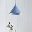 GobekUsa 10"/12.5" Diameter 1 Light Conical Hanging Lamp Nordic Stylish Black/Blue Metal Pendant Light over Table