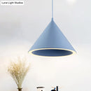 GobekUsa 10"/12.5" Diameter 1 Light Conical Hanging Lamp Nordic Stylish Black/Blue Metal Pendant Light over Table