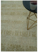 Custom Made Transitional Design Beige Hand Knotted Wool Area Rug