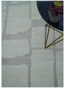 Custom Made Contemporary Gray Hand Knotted Wool Area Rug