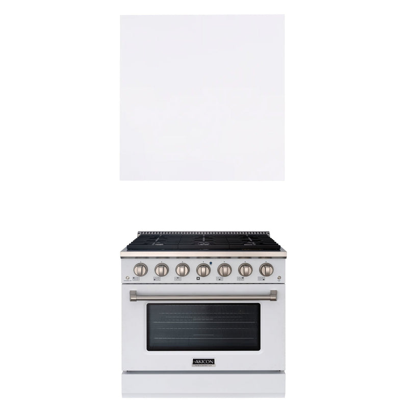 Akicon 36" Stainless Steel Range Hood with 600 CFM Insert & 6-Burner Gas Range Combo – Powerful Ventilation, Convection Oven, Multiple Finishes