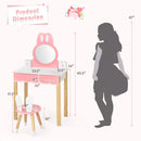 Kids Vanity Set Rabbit Makeup Dressing Table Chair Set with Mirror and Drawer by LJGDeals