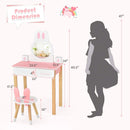 Kids Vanity Set Rabbit Makeup Dressing Table Chair Set with Mirror and Drawer by LJGDeals
