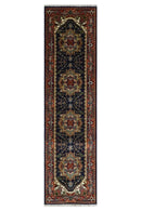 10 feet runner Hand knotted Mustard, Blue and Brown Traditional wool area rug by The Rug Decor