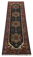 10 feet runner Hand knotted Mustard, Blue and Brown Traditional wool area rug by The Rug Decor