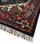 10 feet runner Hand knotted Mustard, Blue and Brown Traditional wool area rug by The Rug Decor
