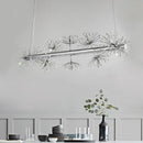 GobekUsa 10-Head Clear Crystals Island Lamp: Contemporary Chrome Dandelion Pendant Lighting for Dining Room
