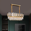 GobekUsa 10-Light Clear Crystal Island Pendant: Contemporary Nickle Suspension Lamp for Dining Room