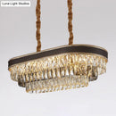GobekUsa 10-Light Ellipse Island Pendant with Crystal Rectangle Down Lighting in Black