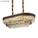 GobekUsa 10-Light Ellipse Island Pendant with Crystal Rectangle Down Lighting in Black