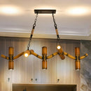 GobekUsa 10-Light Metal Island Pendant in Brown with Wave Style, Pipe Shade, and Rope Detail".