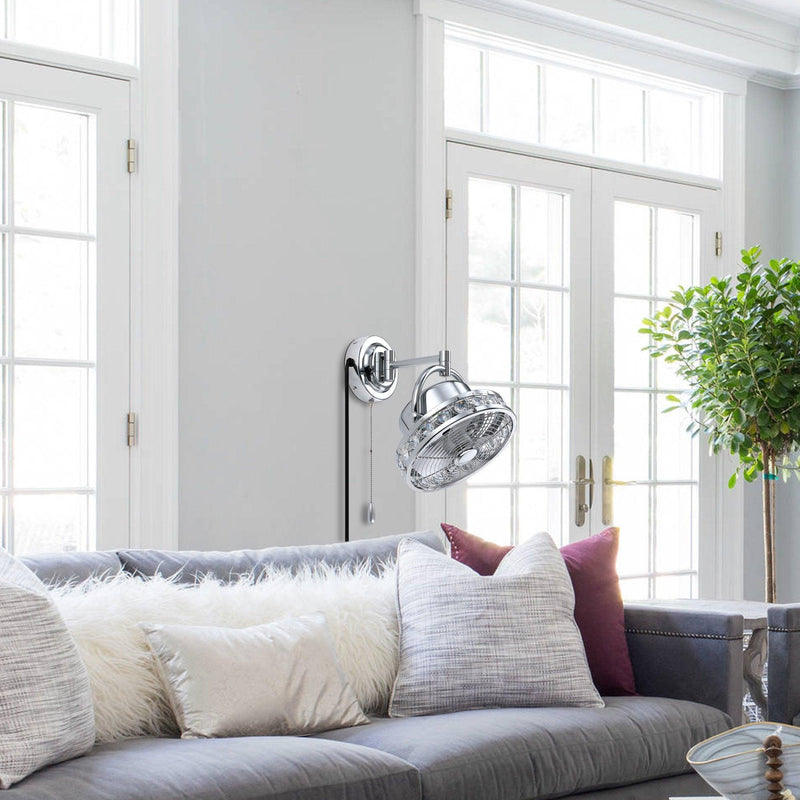 10" Modern Black Small Ceiling Fan with Pull Chain