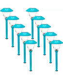 10 Pack Solar Pathway LED Lights Outdoor-Stainless Steel ( Turquoise )