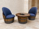 Whiskey & Wine Barrel Lounge Chair — Hidden Storage, Memory Foam, Blue Denim Upholstery (Limited)