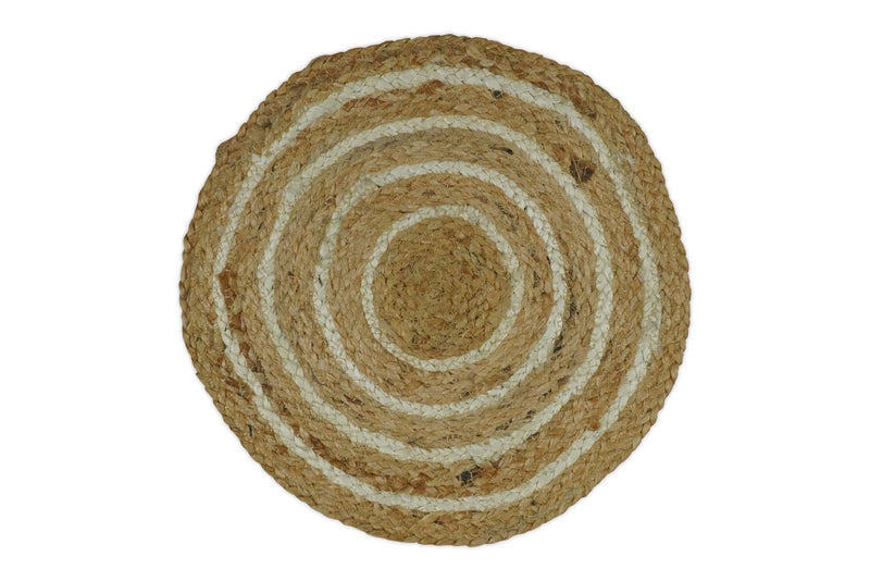 100% ALL NATURAL FIBER HAND BRAIDED BOHO ROUND JUTE RUG | JR5