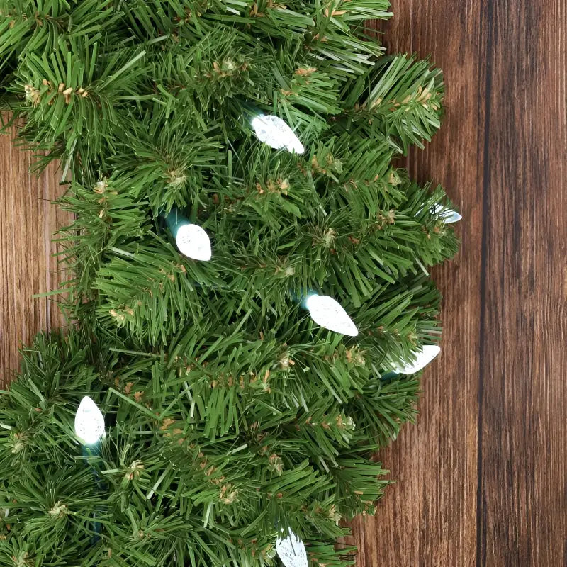 100 C6 Cool White LED Christmas Lights, 4" Spacing