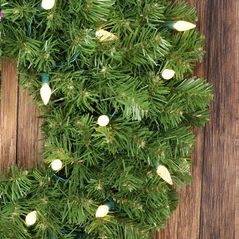 100 C6 Warm White LED Christmas Lights, 4" Spacing