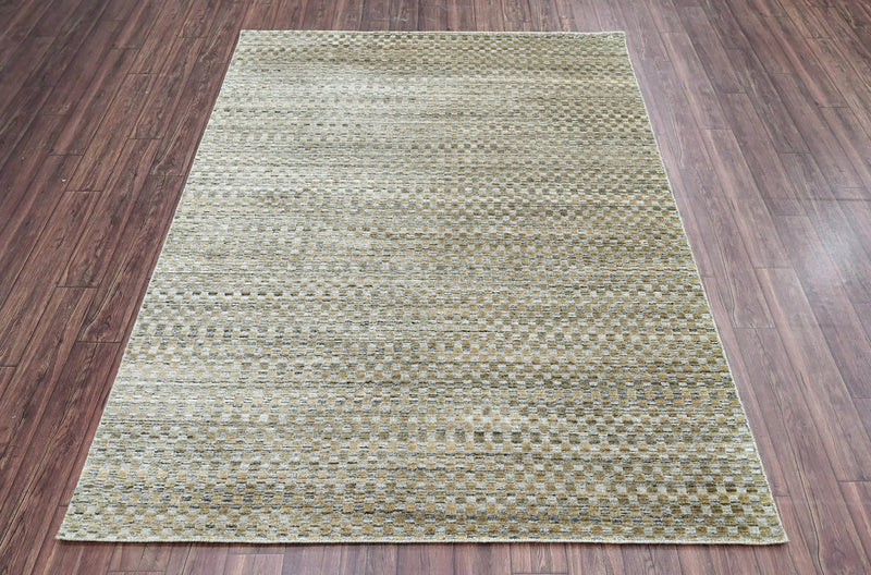 5x7 Gray LoomBloom Hand Knotted Modern & Contemporary Textured Tibetan 100% Wool Oriental Area Rug